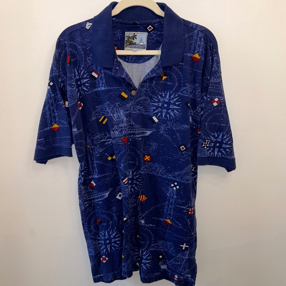 Aftco Nautical Print Unique Polo 100% Cotton  XL